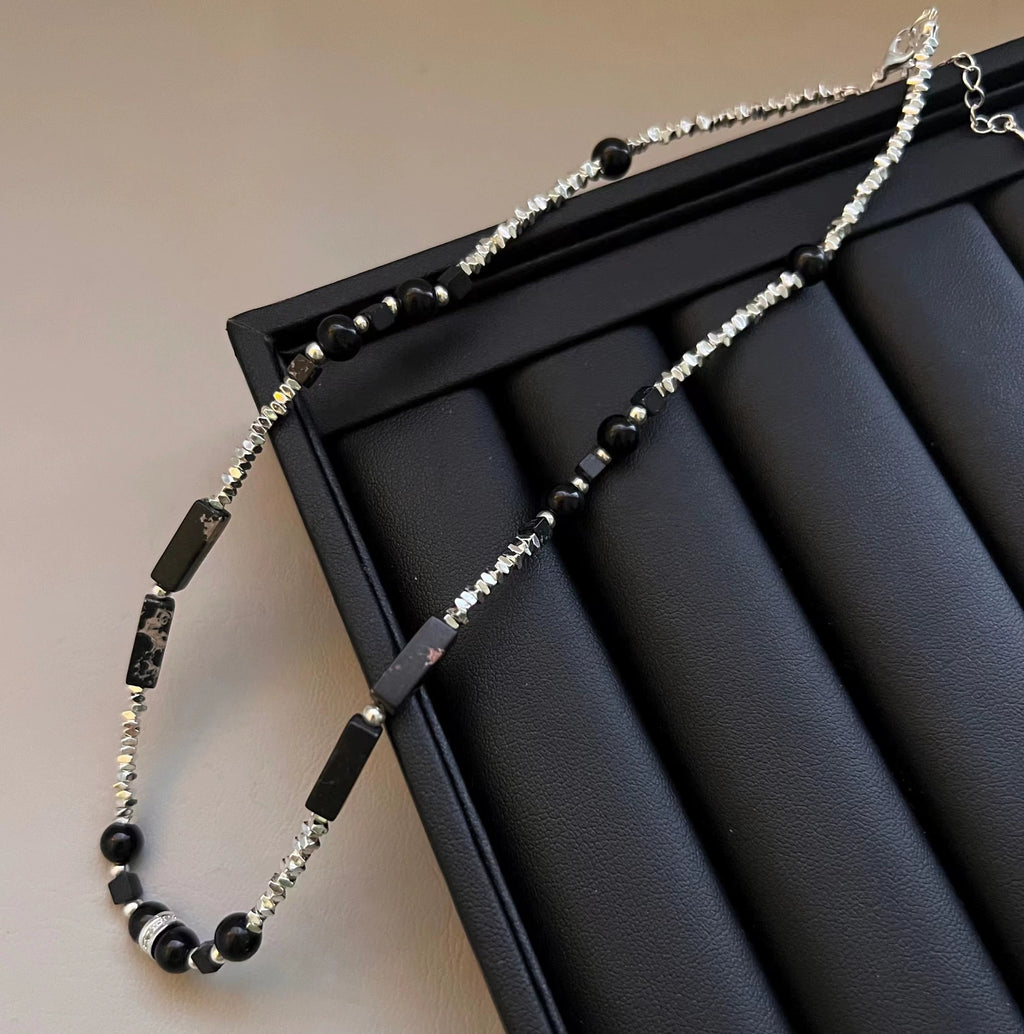 2Pcs Dark Gothic Black Lace Choker & Beaded Chain Necklace Set, Y2K Star Heart Pendant Layered Tassel Choker, Punk Alternative Grunge Jewelry for Women