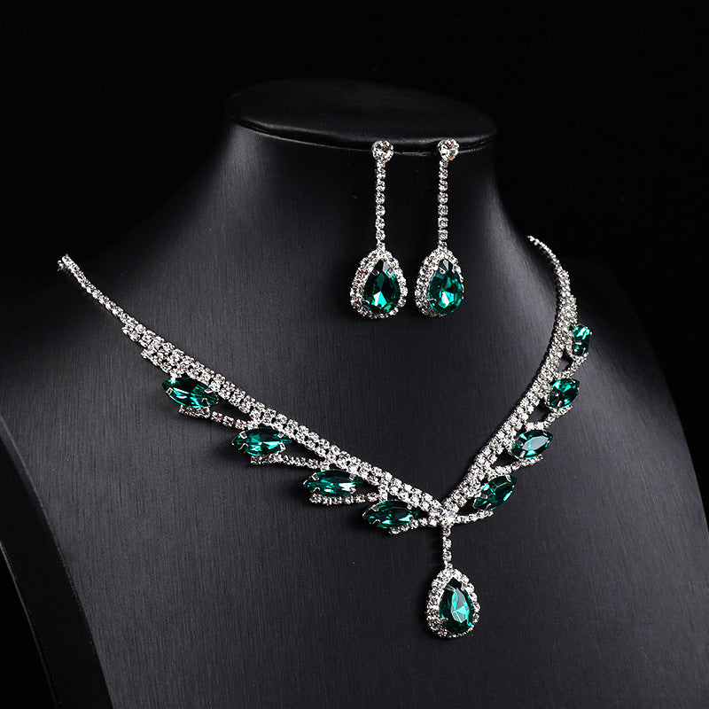 Marquise & Teardrop Zircon Jewelry Necklace Earring Set