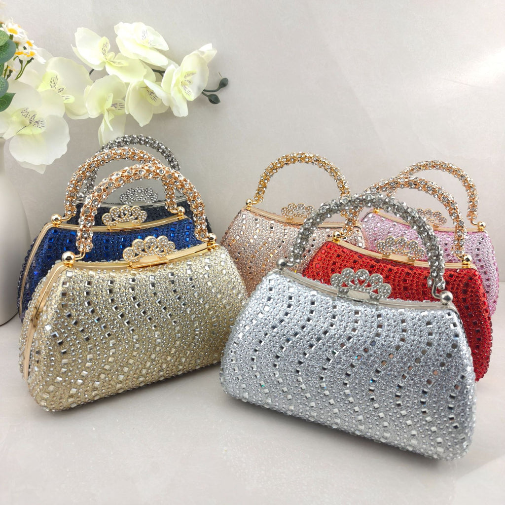 Rhinestone-embellished evening bag—stylish, glamorous, and perfect for formal events, weddings, and galas.