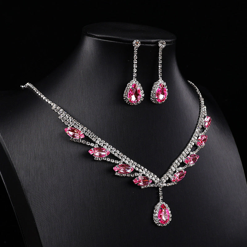 Marquise & Teardrop Zircon Jewelry Necklace Earring Set
