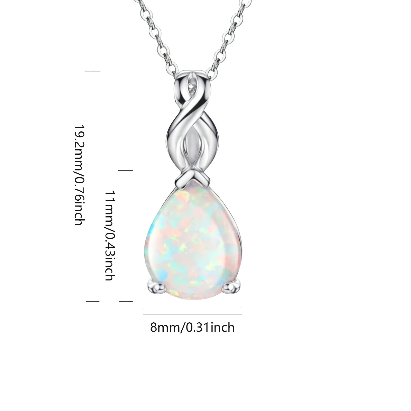 Teardrop Opal Infinity Twist Pendant Necklace