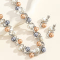 Ensemble de bijoux multicolores en fausses perles et cristal, collier ras-de-cou et boucles d'oreilles pendantes hypoallergéniques en forme de feuille, plaqués argent/or, pour occasions formelles