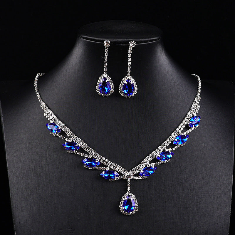 Marquise & Teardrop Zircon Jewelry Necklace Earring Set