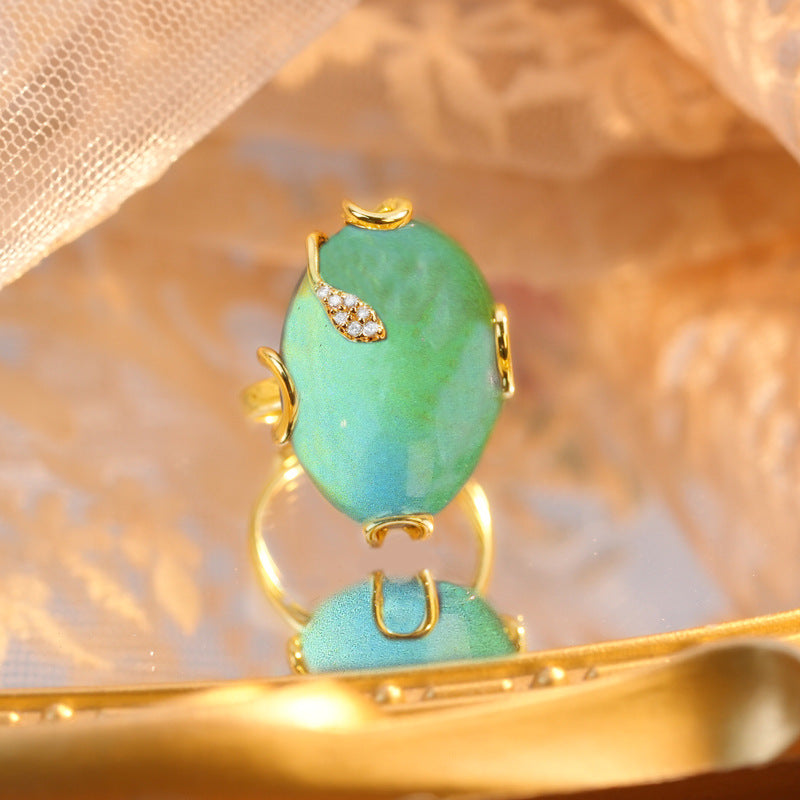 Thermochromic Temperature Sensitive Color Shift Gem Jewelry Kit Oval Mood Stone Drop Earring Adjustable Band Ring Chain Necklace