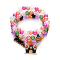 Halloween Cute Ghost Pumpkin Charm Beaded Bracelet Set, 3Pcs Stackable Enamel Charm Stretch Bracelets Witch Bat Mummy Jewelry For Women Kids Party