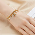 18K Gold Plated Stainless Steel Tree of Life Charm Bracelet, Tarnish Resistant Dainty Crystal Snake Chain Adjustable Bracelet For Women