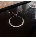 Full Paved Shiny Cubic Zirconia Tennis Bracelet, Adjustable Slide Pull Chain Sparkling Crystal Wrist Bracelet Gold Silver Plated for Women Wedding Party Daily Elegant Jewelry