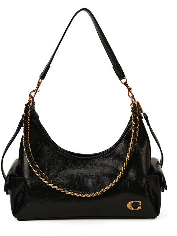 Women's Large-Capacity Minimalist Chain Shoulder/Underarm Bag ， Retro Versatile Crossbody Commuter Bag