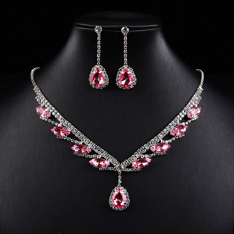 Marquise & Teardrop Zircon Jewelry Necklace Earring Set