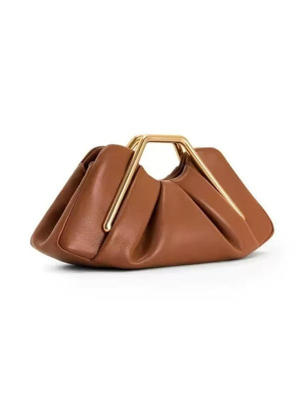 Ruched Ring-Handle Evening Bag  Luxury Handbag