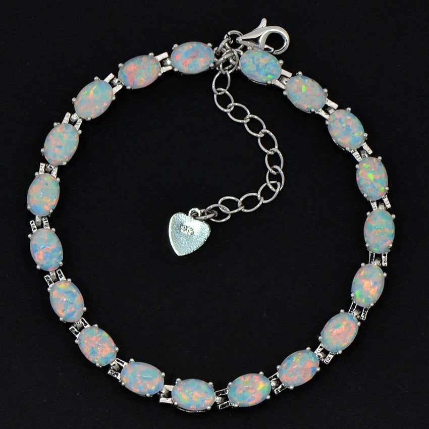 Pulsera de tenis de ópalo azul de plata de ley 925
