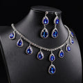 Waterdrop Rhinestone Drop Necklace & Earring Jewelry Set
