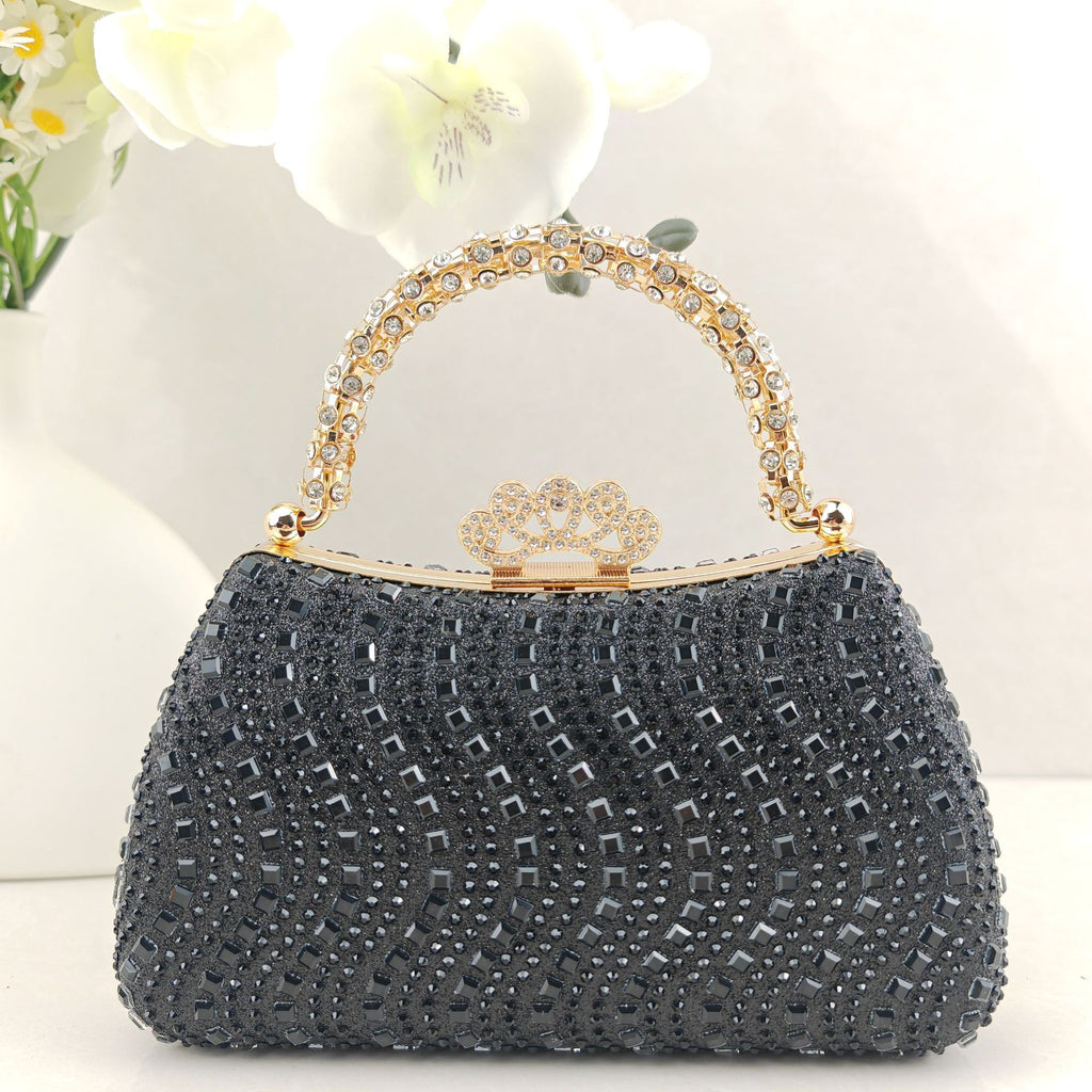 Rhinestone-embellished evening bag—stylish, glamorous, and perfect for formal events, weddings, and galas.