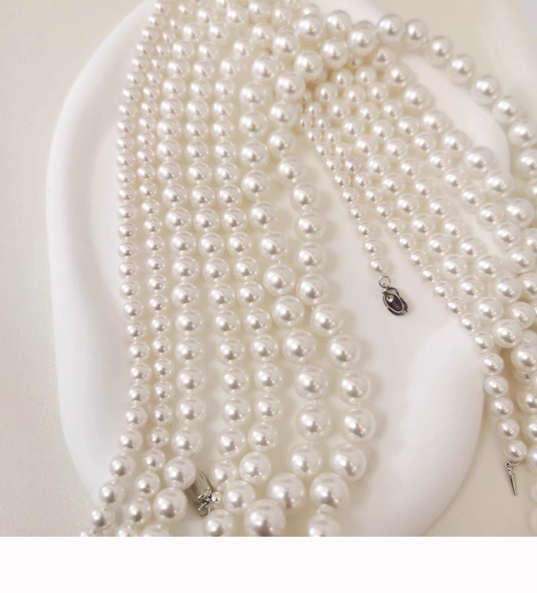 Genuine Australian luxurious hith quality Mother of Pearl Beaded Necklace 45cm, 925 Sterling Silver Lobster Clasp, Round High Luster Shell Pearl Choker Necklace for Women, Classic Elegant Wedding Daily Jewelry Gift, Available in 6mm/8mm/10mm/12mm Sizes