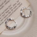 925 Sterling Silver Irregular Broken Cube Hoop Earrings, Dainty Multi-Faceted Rhombus Bead Huggie Ear Buckles Minimalist Korean Daily Earrings for Women