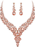 Parure collier et boucles d'oreilles en cristal goutte d'eau, chaîne réglable