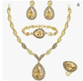 Teardrop Crystal Jewelry Set: Necklace, Earrings, Bracelet & Ring (6 Colors)