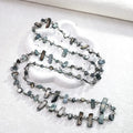Lightweight Multi-Shape Raw Shell Chip Long Necklace Matte Black Small Crystal Spacers Ethnic Hippie Style Adjustable Sweater Chain Ladies Gift