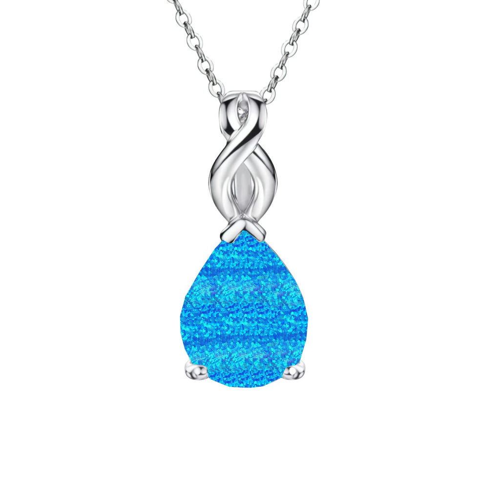 Teardrop Opal Infinity Twist Pendant Necklace