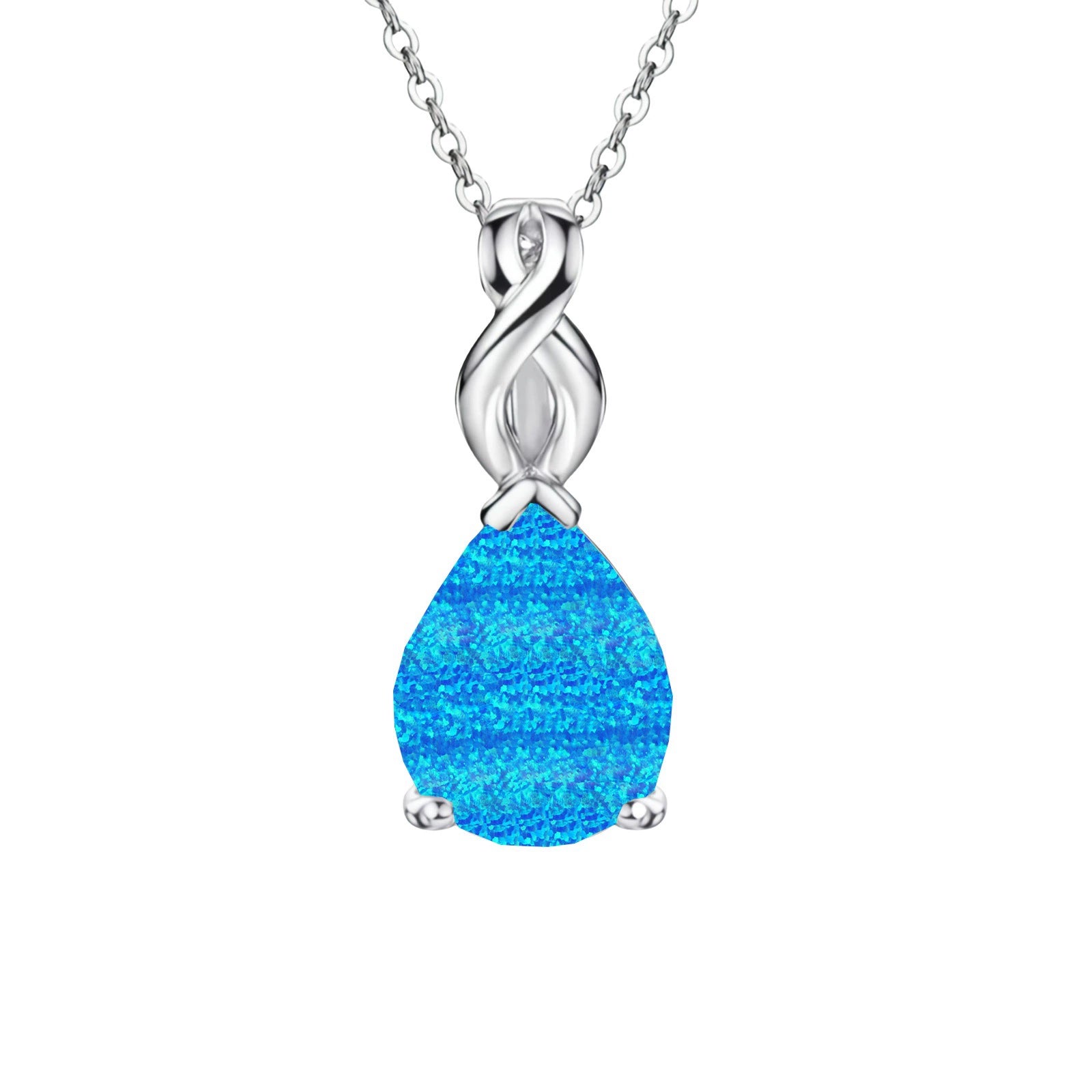 Teardrop Opal Infinity Twist Pendant Necklace