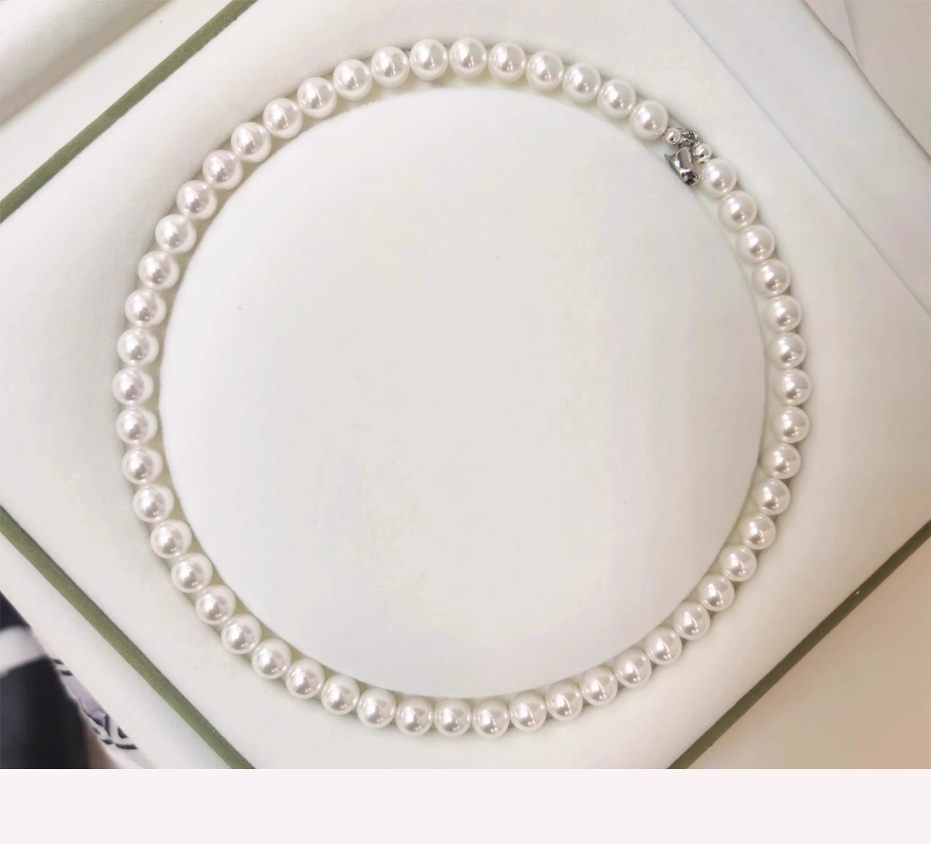 Genuine Australian luxurious hith quality Mother of Pearl Beaded Necklace 45cm, 925 Sterling Silver Lobster Clasp, Round High Luster Shell Pearl Choker Necklace for Women, Classic Elegant Wedding Daily Jewelry Gift, Available in 6mm/8mm/10mm/12mm Sizes