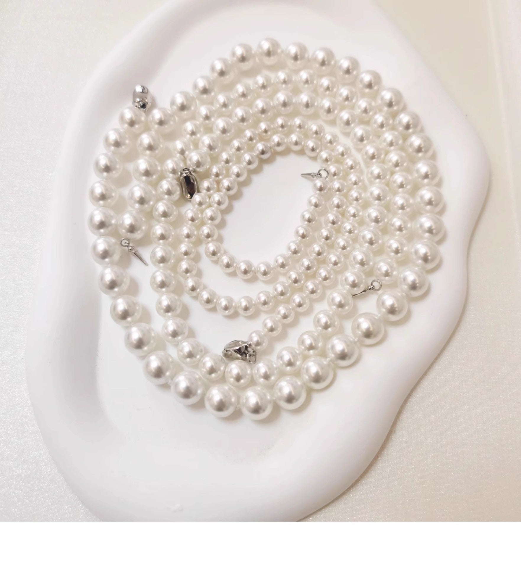 Genuine Australian luxurious hith quality Mother of Pearl Beaded Necklace 45cm, 925 Sterling Silver Lobster Clasp, Round High Luster Shell Pearl Choker Necklace for Women, Classic Elegant Wedding Daily Jewelry Gift, Available in 6mm/8mm/10mm/12mm Sizes