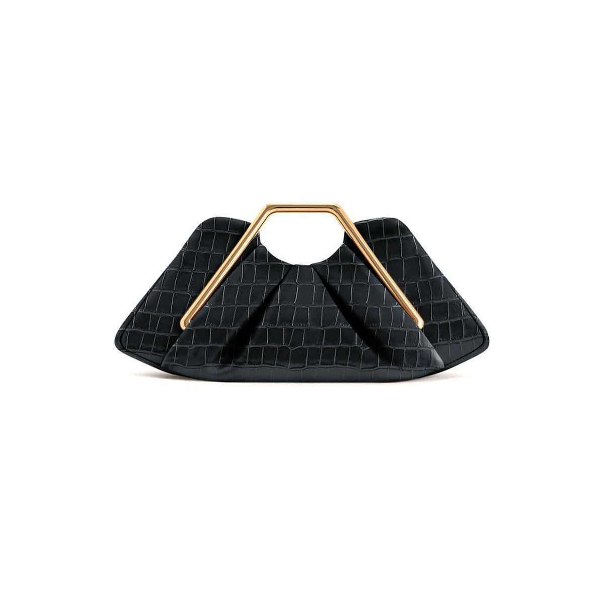 Ruched Ring-Handle Evening Bag  Luxury Handbag