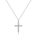 18K Gold Plated Rotatable Crown Cross Pendant Necklace, Stainless Steel Full Paved Cubic Zirconia Adjustable Chain 45+5cm