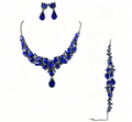 Parure de bijoux en cristal goutte d'eau : collier, boucles d'oreilles et bracelet