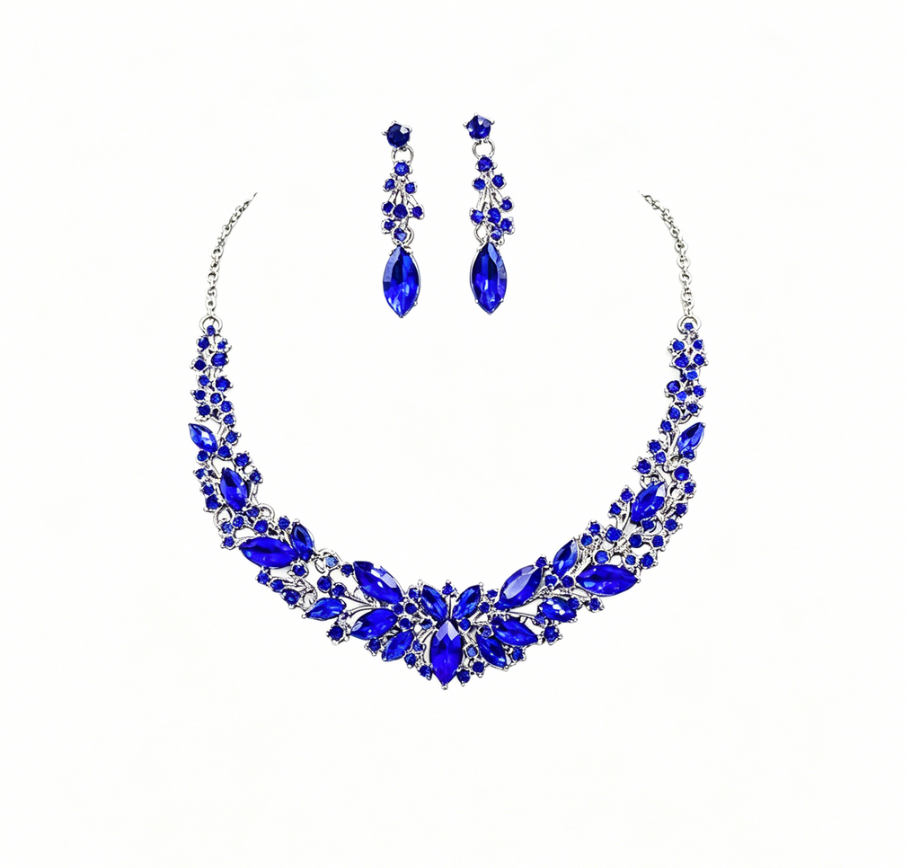 Conjunto de joyas de collar y pendientes de cristal, cadena ajustable de 45+5 cm
