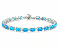 Pulsera de tenis de ópalo azul de plata de ley 925