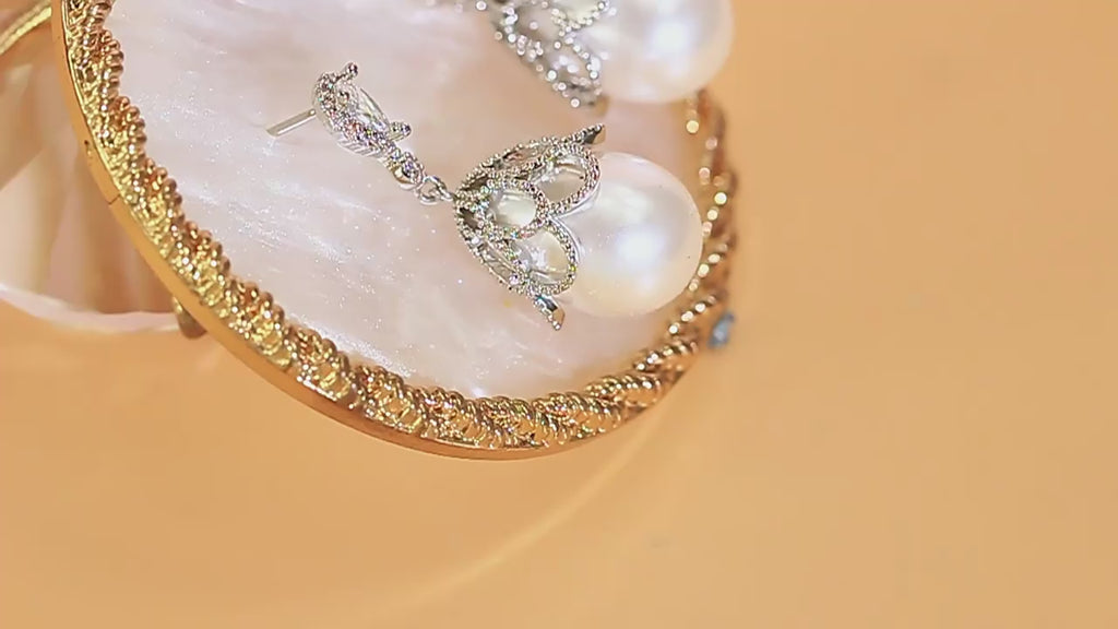 Boucles d'oreilles pendantes en forme de goutte, en dentelle, avec perles et oxyde de zirconium AAA+, hypoallergéniques