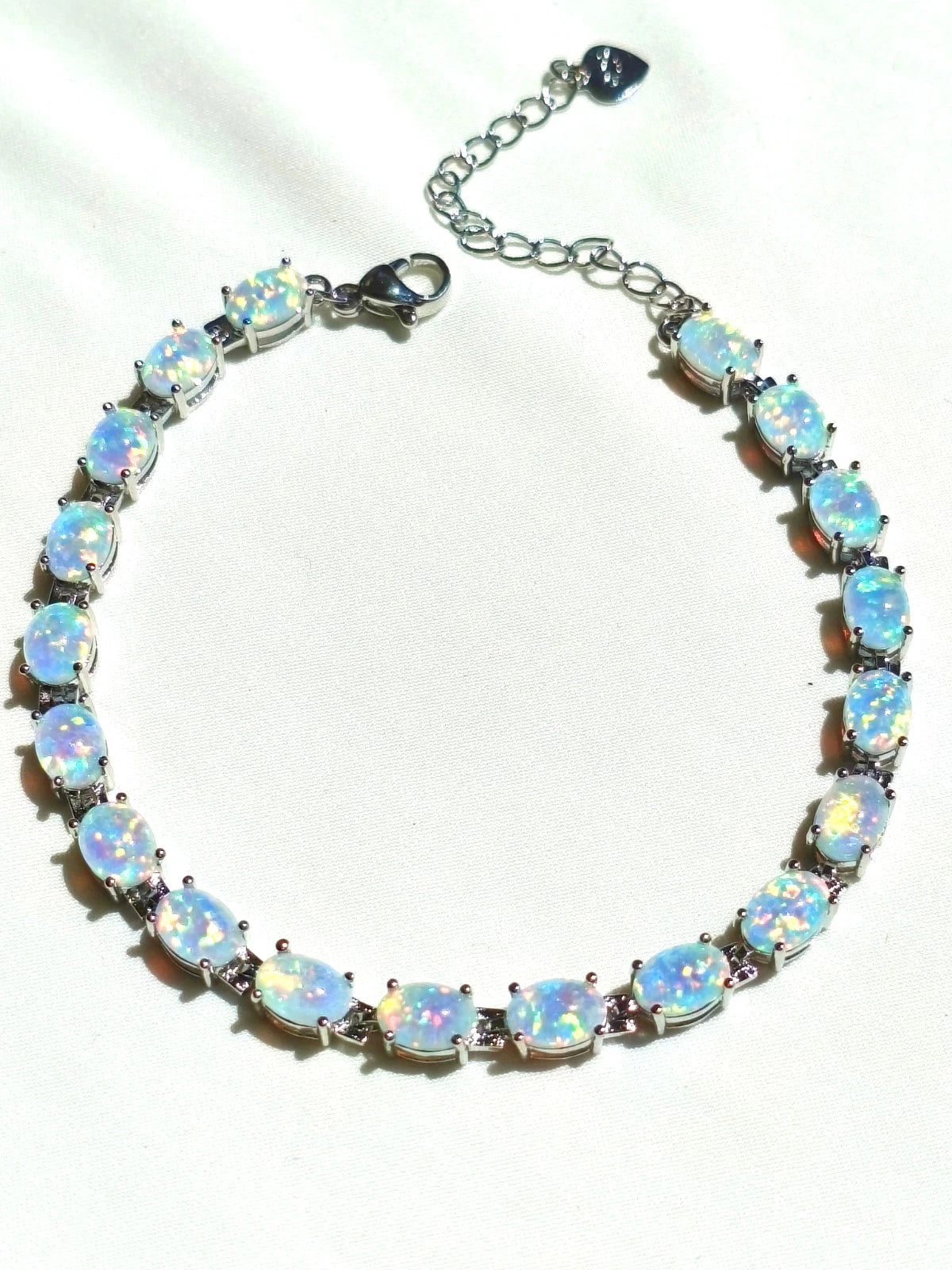 Hypoallergenic 925 Silver Opal Bracelet - 2 Colors. Nickel-free