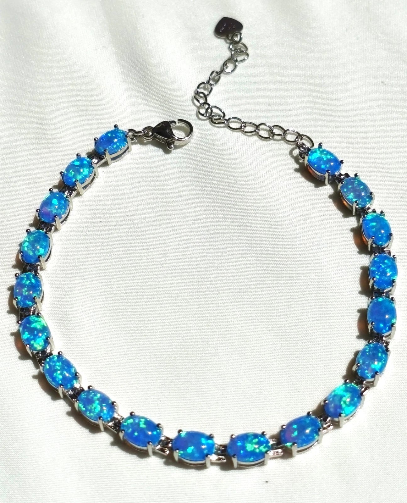 Hypoallergenic 925 Silver Opal Bracelet - 2 Colors. Nickel-free