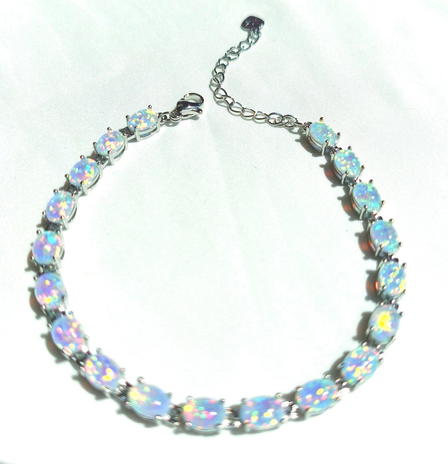 Hypoallergenic 925 Silver Opal Bracelet - 2 Colors. Nickel-free