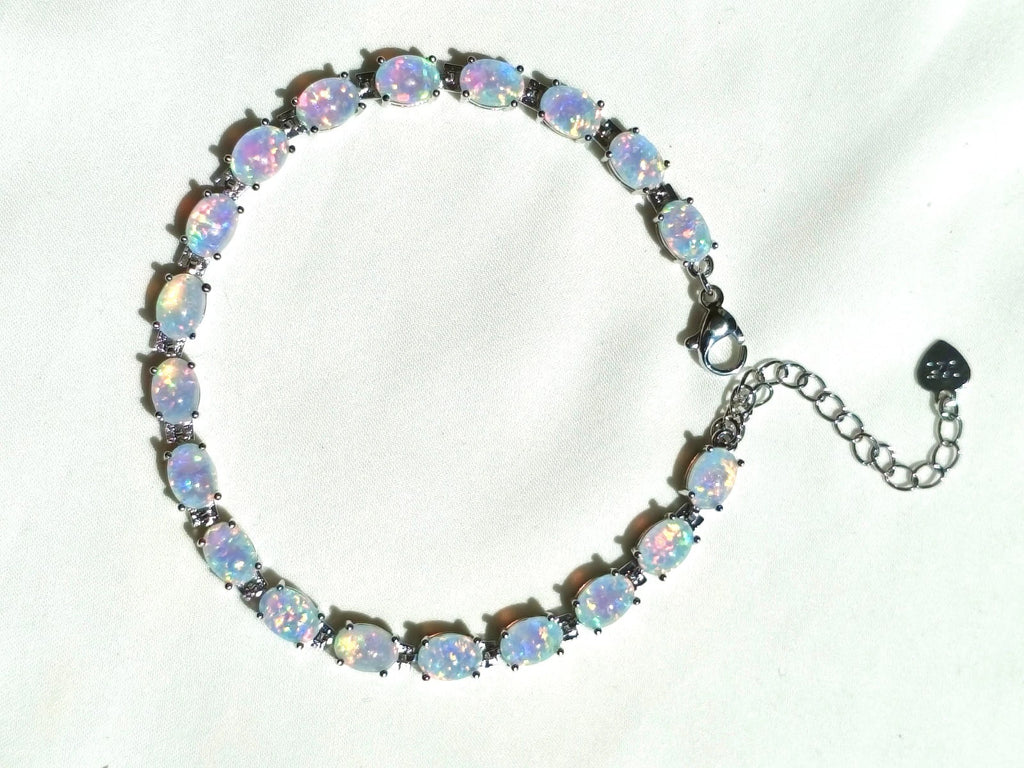 Hypoallergenic 925 Silver Opal Bracelet - 2 Colors. Nickel-free