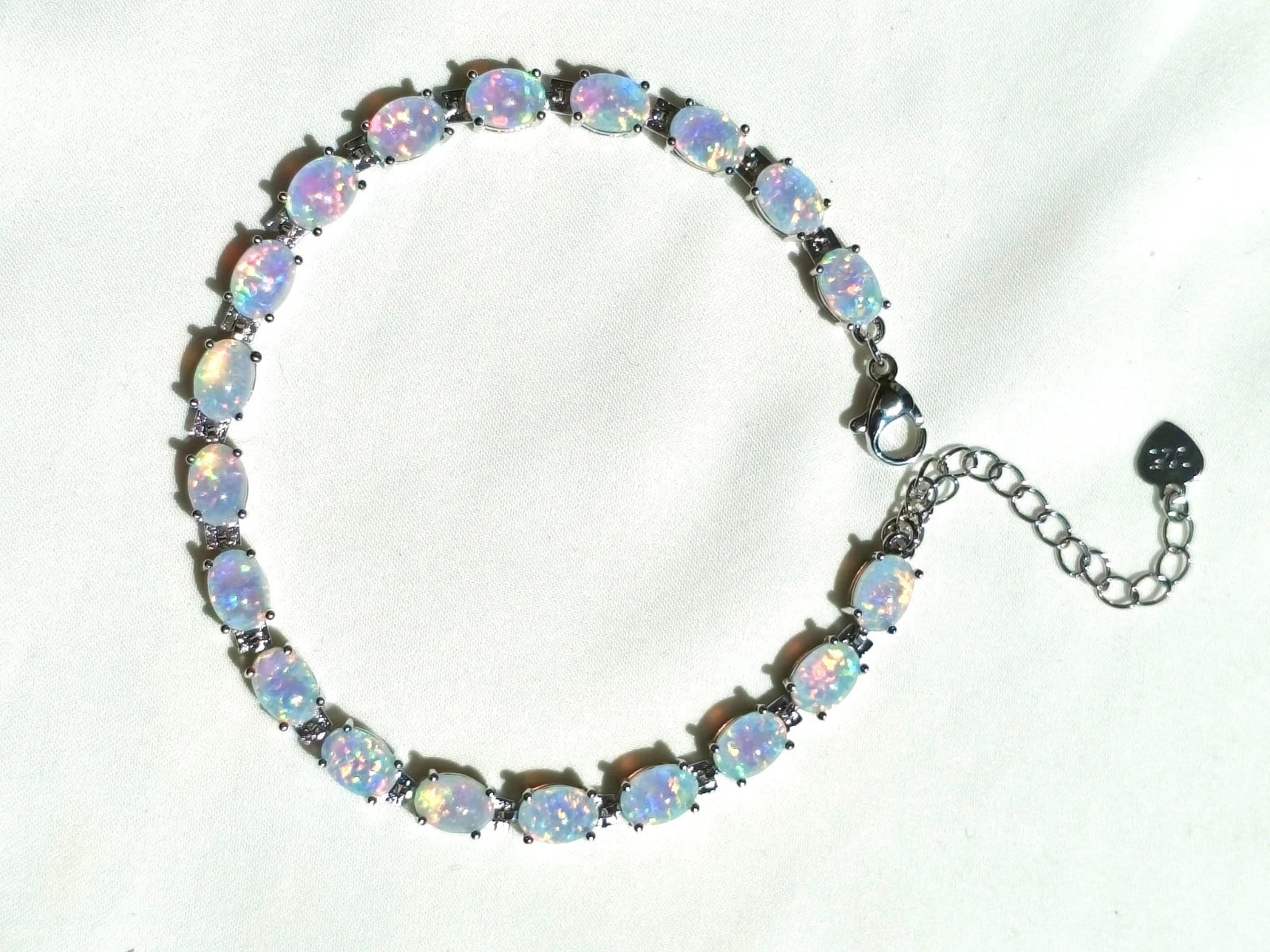 Hypoallergenic 925 Silver Opal Bracelet - 2 Colors. Nickel-free