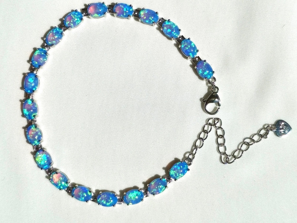 Hypoallergenic 925 Silver Opal Bracelet - 2 Colors. Nickel-free