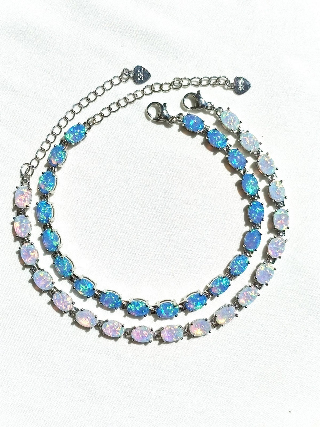 Hypoallergenic 925 Silver Opal Bracelet - 2 Colors. Nickel-free
