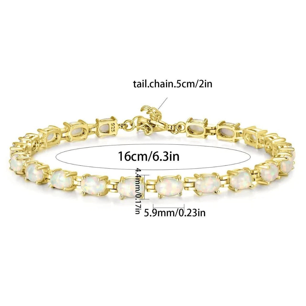 Hypoallergenic 925 Silver Opal Bracelet - 2 Colors. Nickel-free