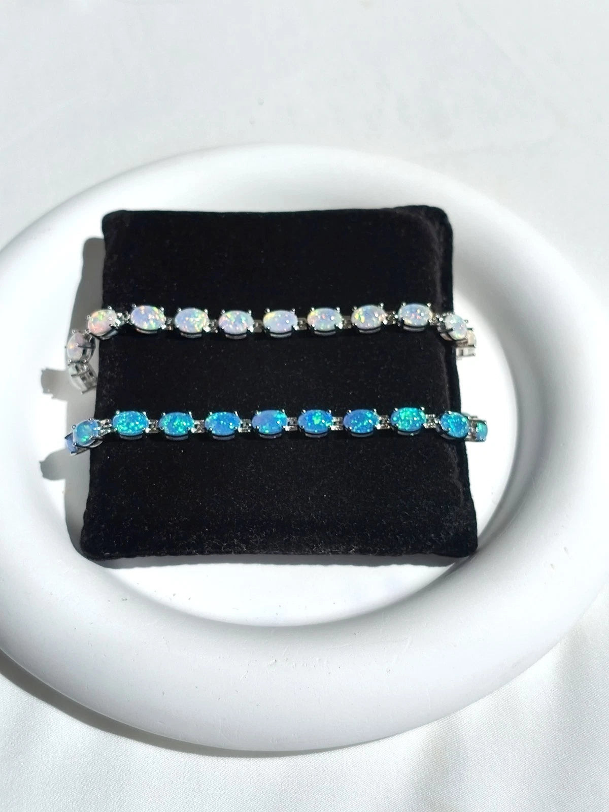 Hypoallergenic 925 Silver Opal Bracelet - 2 Colors. Nickel-free