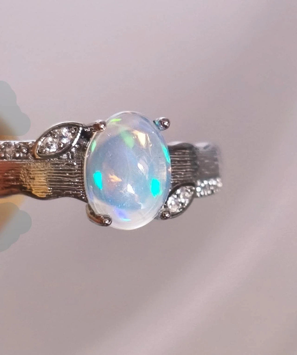 opal stone hinged opening ring