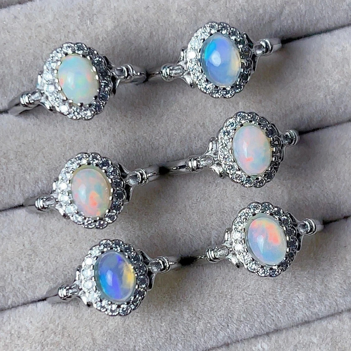 Opal stone open rings