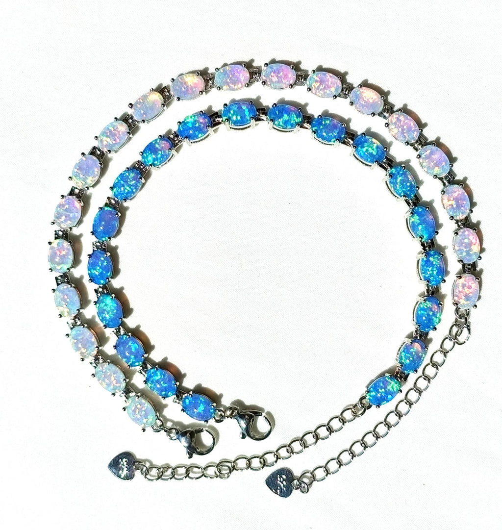 Hypoallergenic 925 Silver Opal Bracelet - 2 Colors. Nickel-free