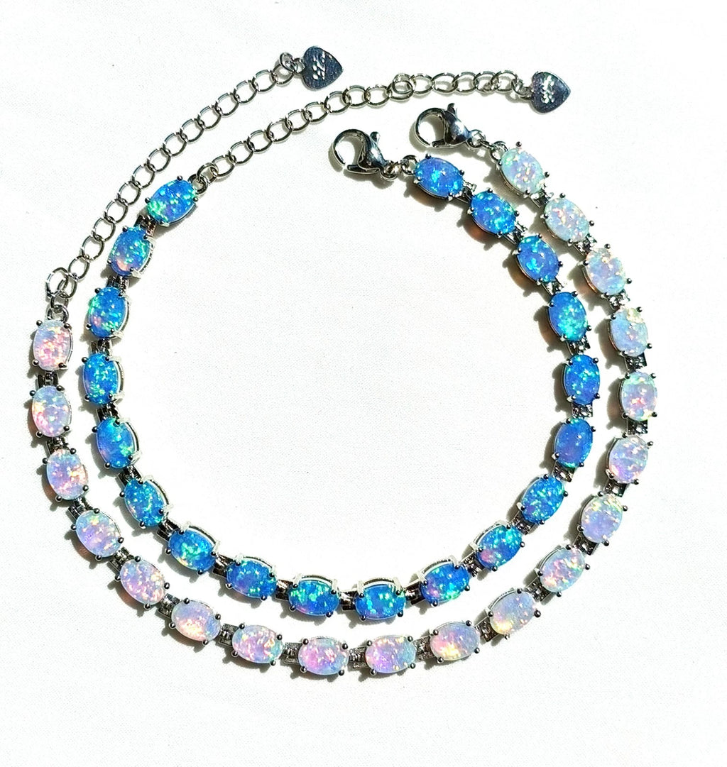 Hypoallergenic 925 Silver Opal Bracelet - 2 Colors. Nickel-free