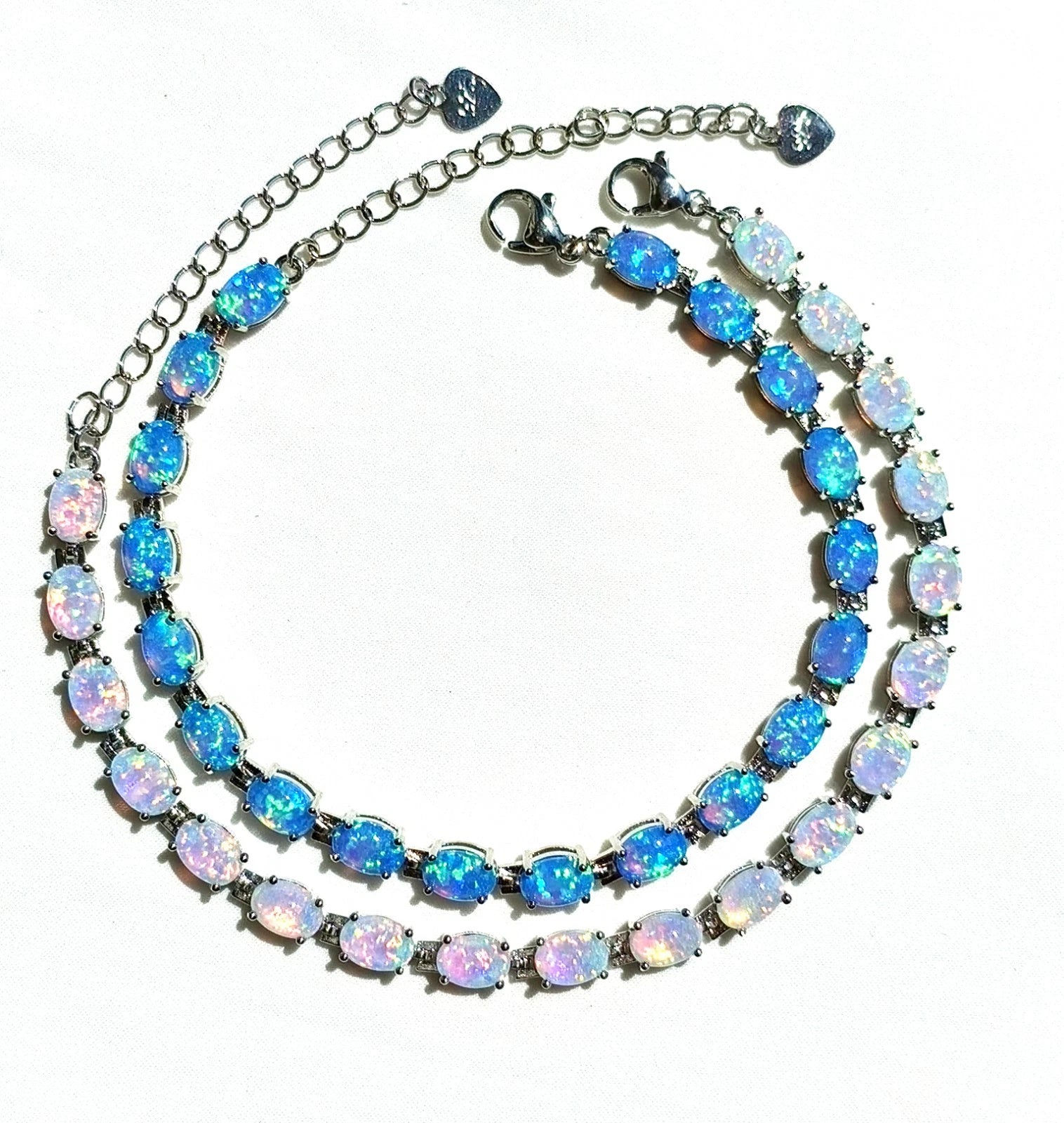 Hypoallergenic 925 Silver Opal Bracelet - 2 Colors. Nickel-free