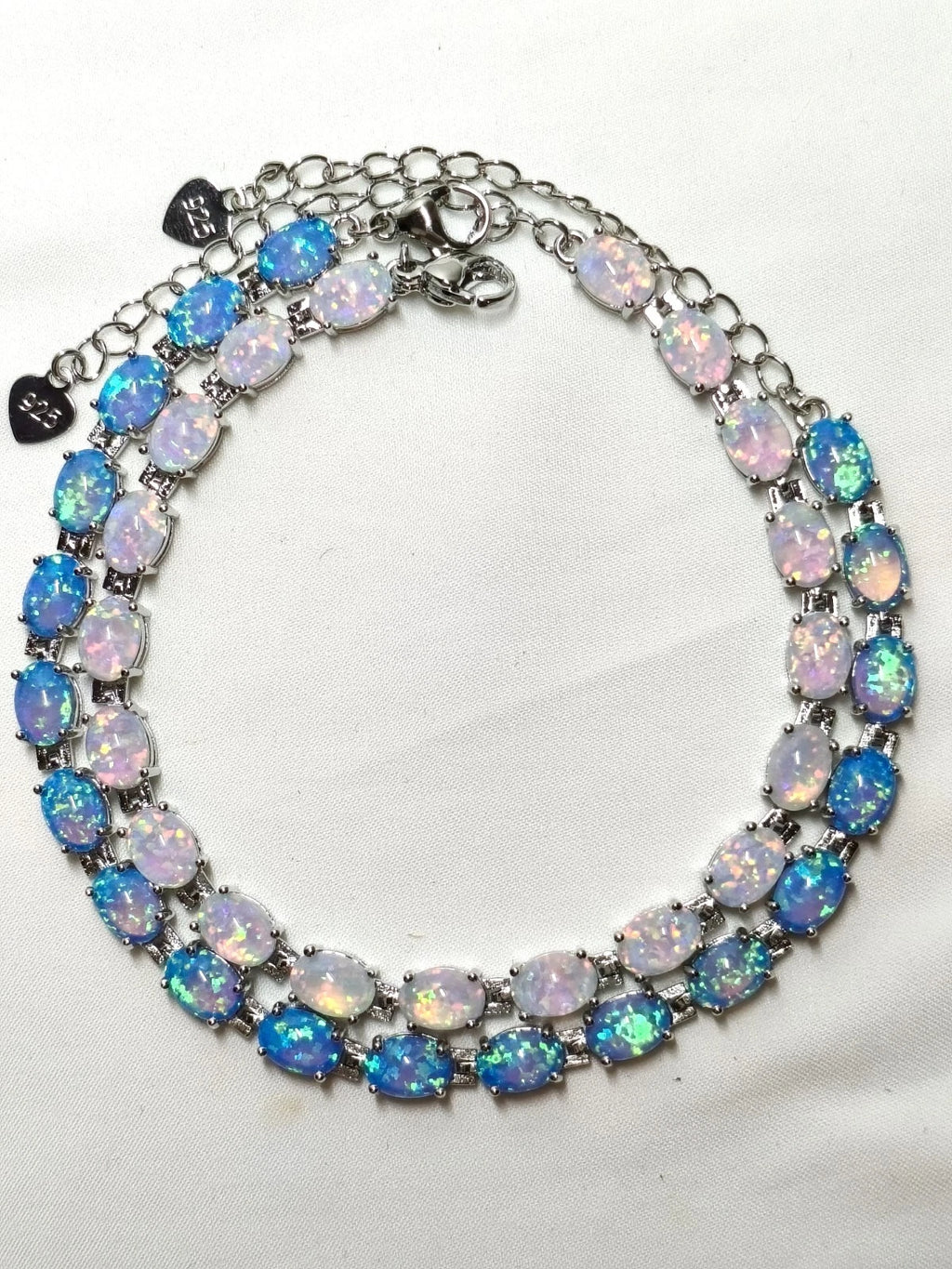 Hypoallergenic 925 Silver Opal Bracelet - 2 Colors. Nickel-free
