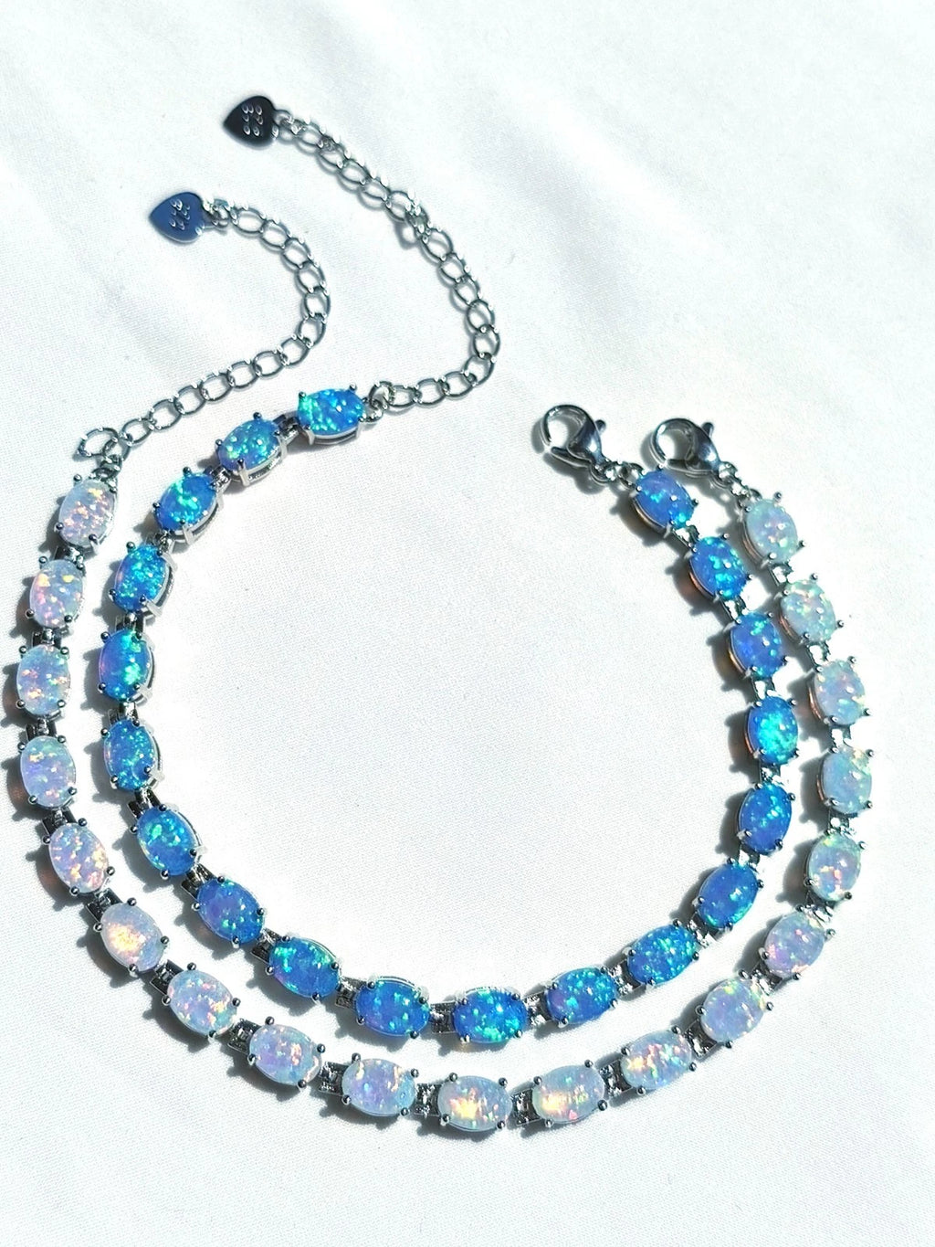 Hypoallergenic 925 Silver Opal Bracelet - 2 Colors. Nickel-free