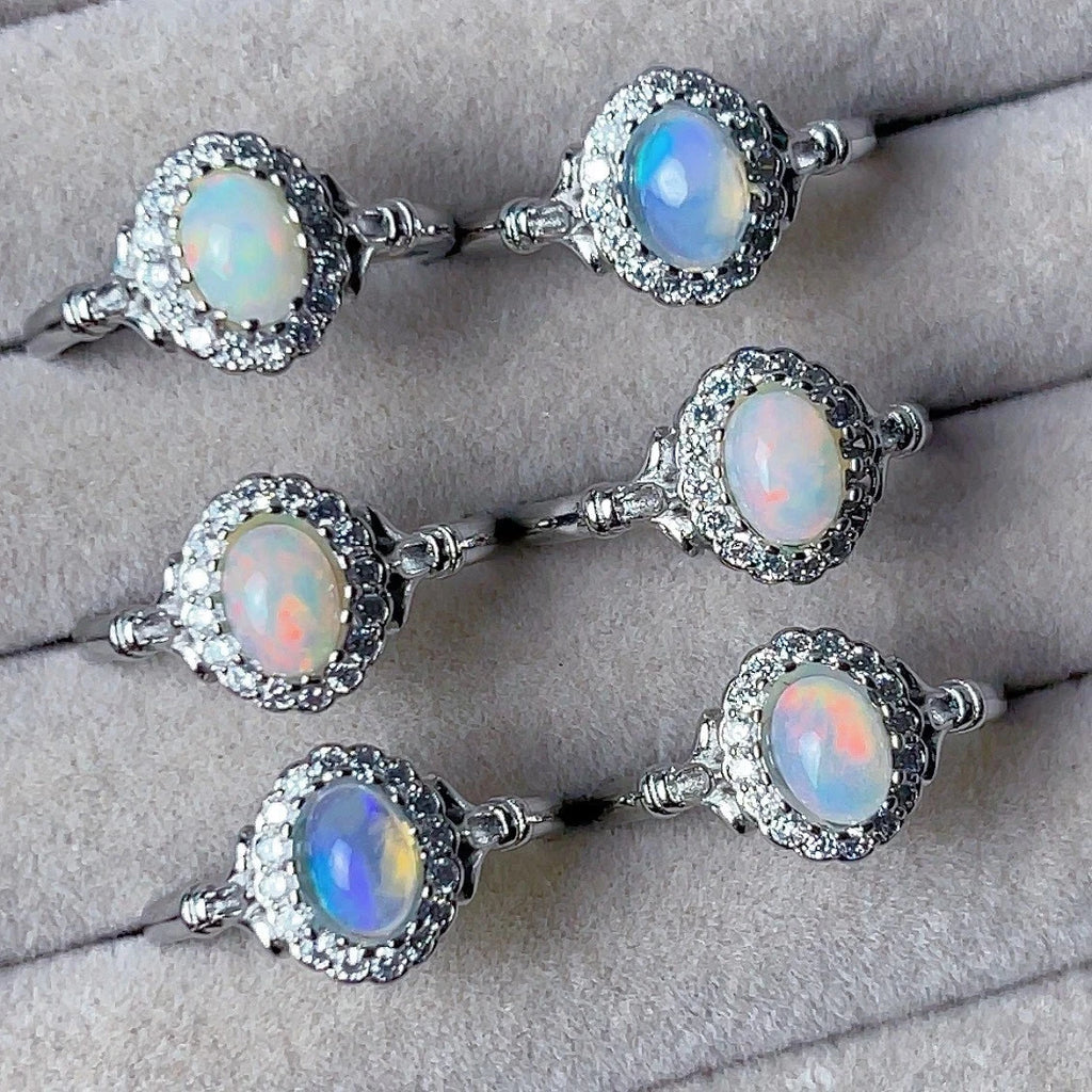 Opal stone open rings