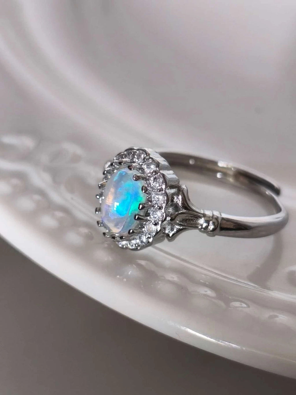 Opal stone open rings